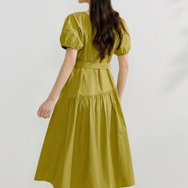 Inman Short Sleeved Dress Women's Spring Grass Green-3