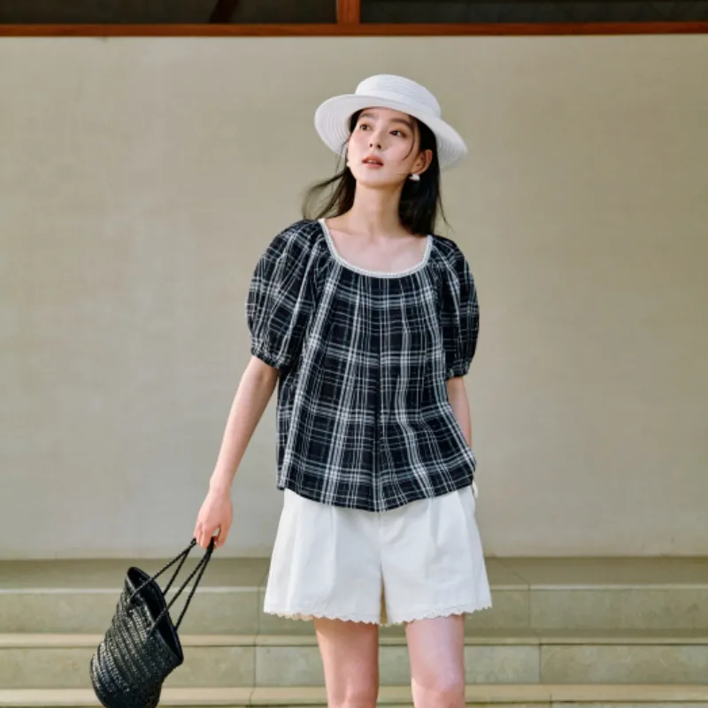 Inman Shirts Women's Blue White Plaid-2