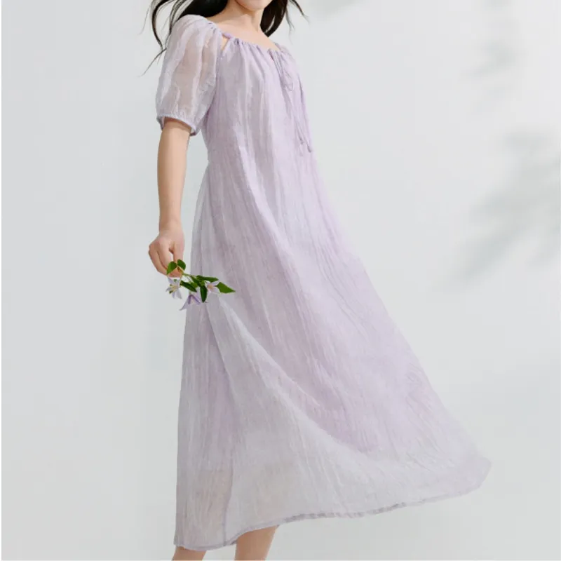 Inman Short Sleeved Dress Women's Smoke Purple-4