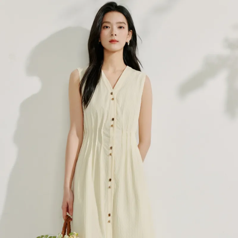 Inman Sleeveless Dress Women's Pear Blossom Beige-2
