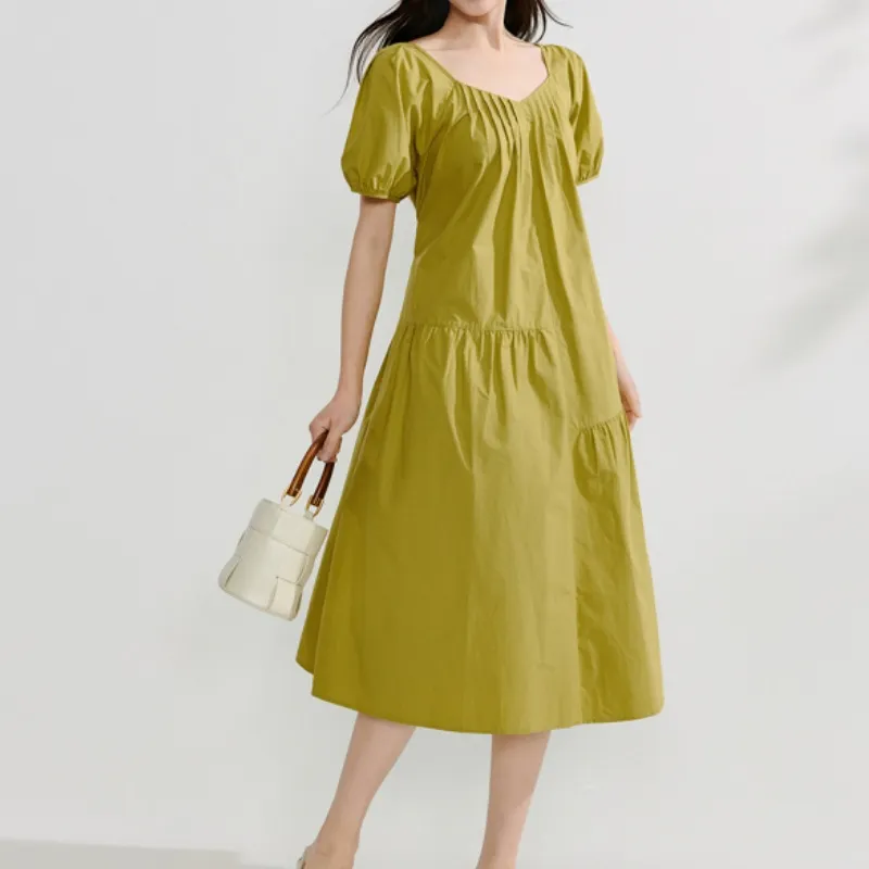 Inman Short Sleeved Dress Women's Spring Grass Green-2