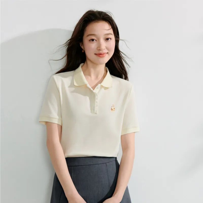 Inman T Shirt Women's Light Beige Apricot-2