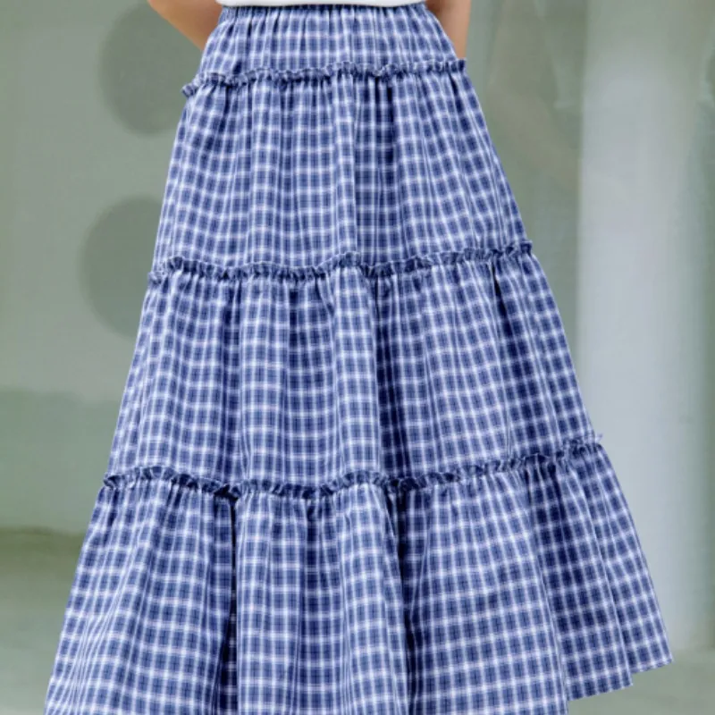 Inman Casual Short Skirts Women's Royal Blue Plaid-4
