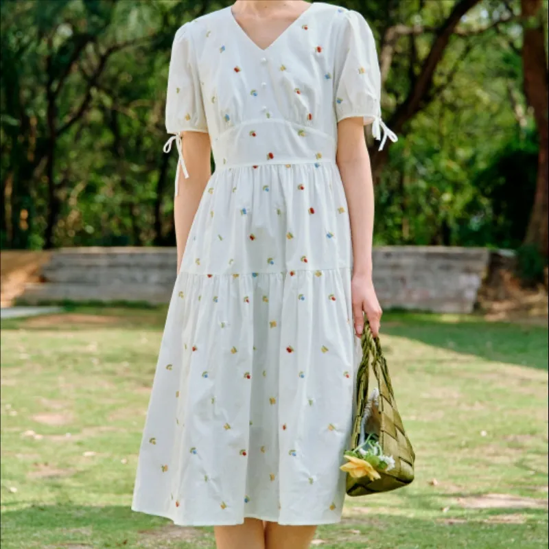 Inman Long Sleeved Dress Women's Pearl White-5