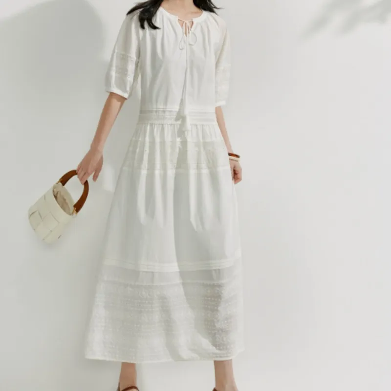 Inman Long Sleeved Dress Women's Pearl White-3
