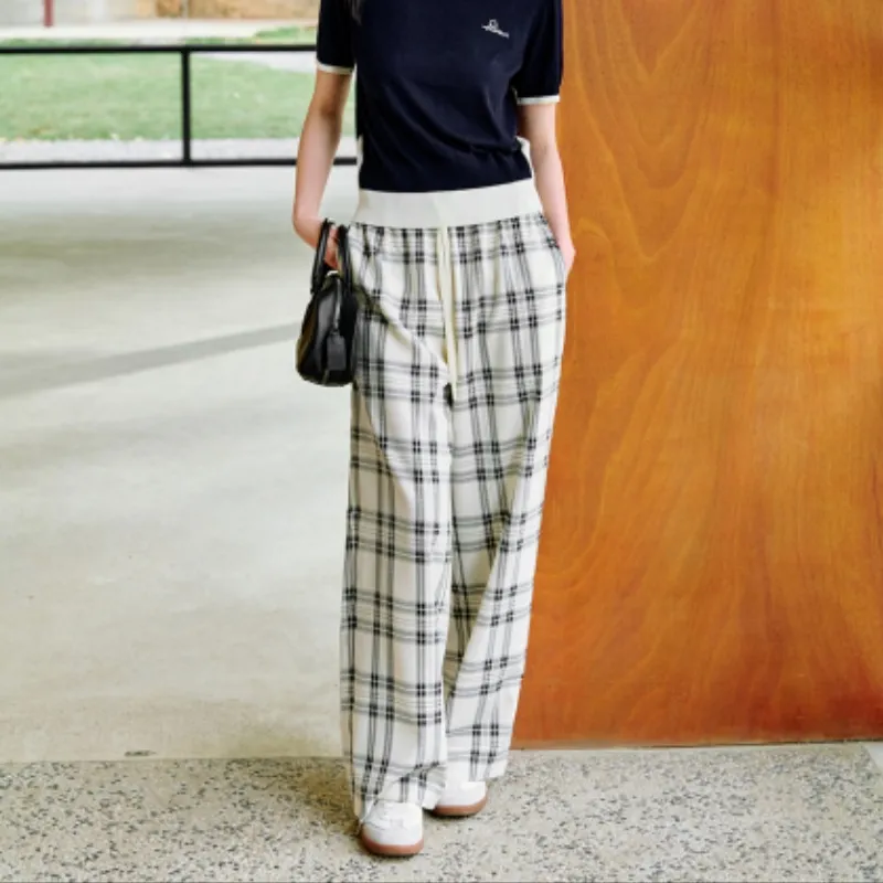 Inman Casual Pants Women's Black White Plaid-2
