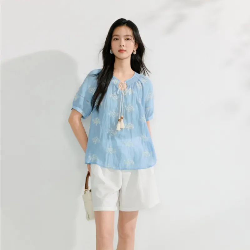 Inman T Shirt Women's Light Prussian Blue-2