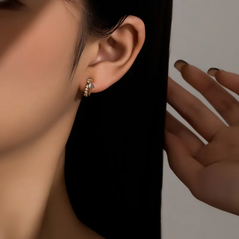 MISS XIA JWY S925 Silver Stud Stud Earrings Women's-2