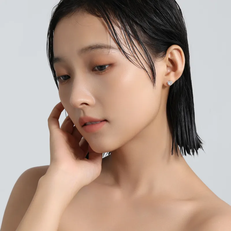 MISS XIA JWY S925 Silver Stud Stud Earrings Women's-2