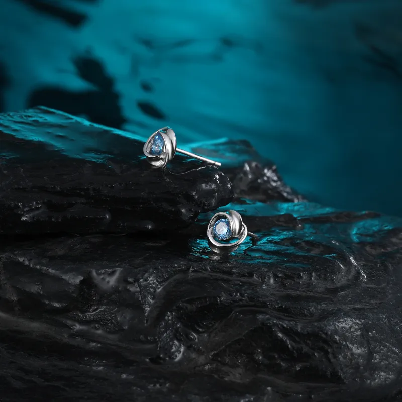 MISS XIA JWY S925 Silver Stud Stud Earrings Women's-6