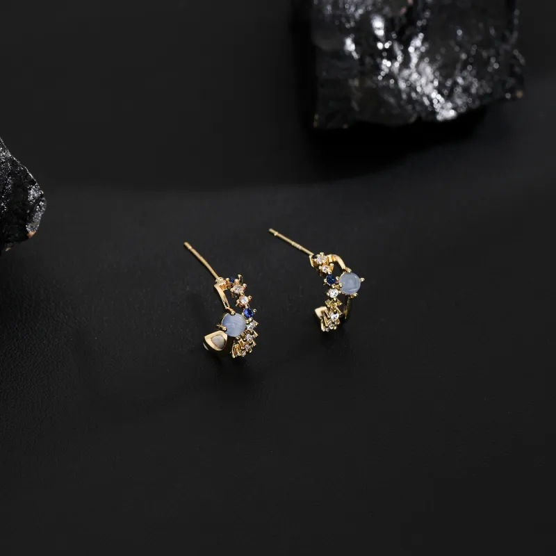 MISS XIA JWY S925 Silver Stud Stud Earrings Women's-4