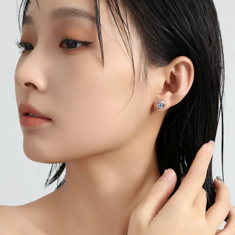 MISS XIA JWY S925 Silver Stud Stud Earrings Women's-3