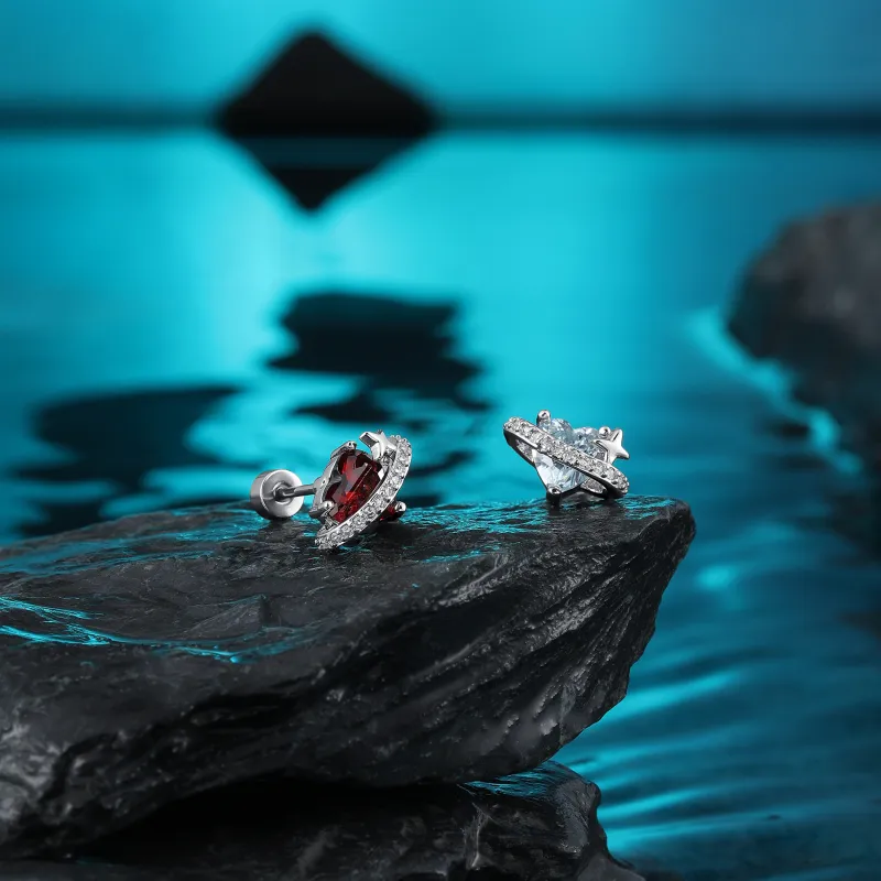 MISS XIA JWY Titanium Steel Zircon Stud Earrings Unisex-1