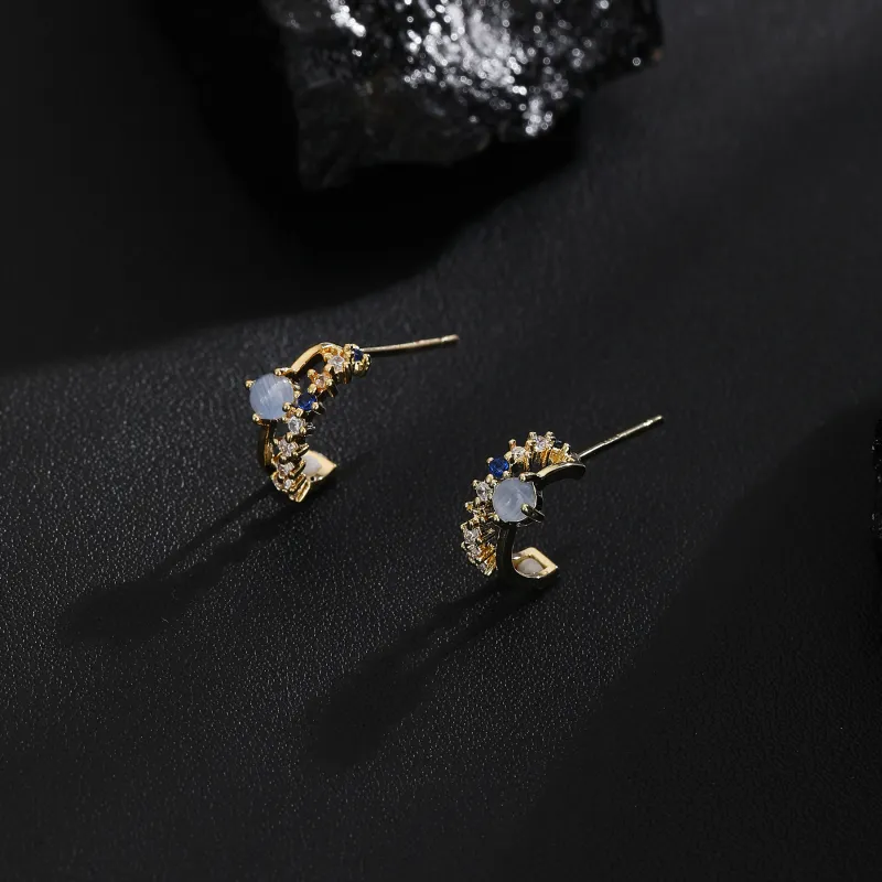 MISS XIA JWY S925 Silver Stud Stud Earrings Women's-6