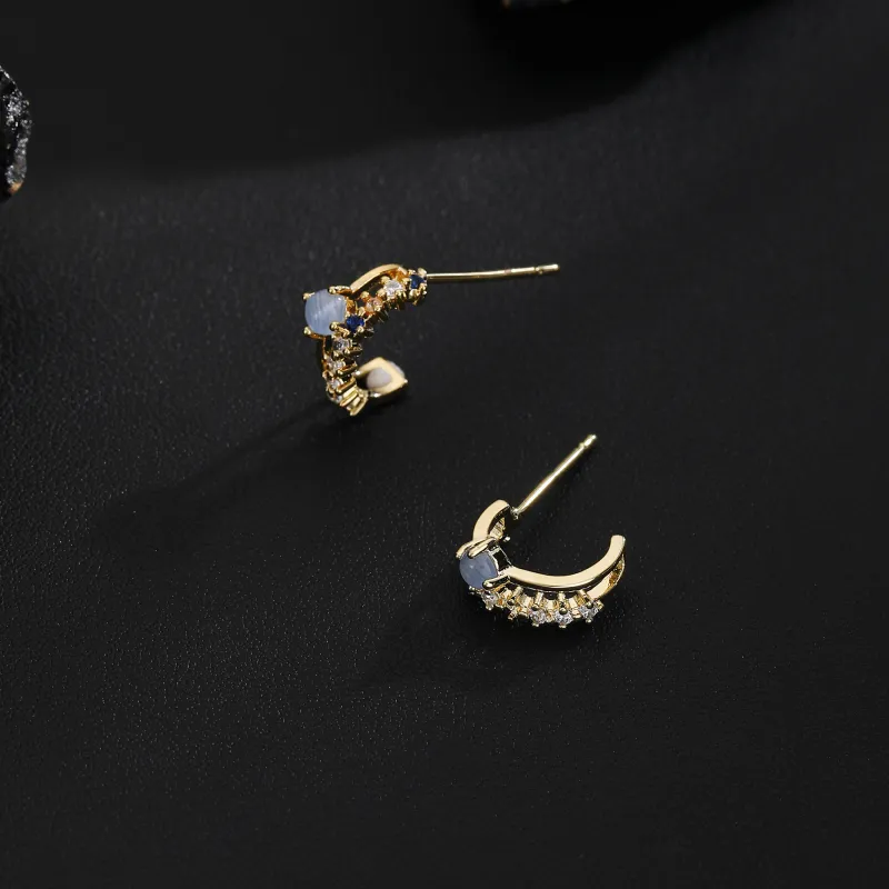 MISS XIA JWY S925 Silver Stud Stud Earrings Women's-5