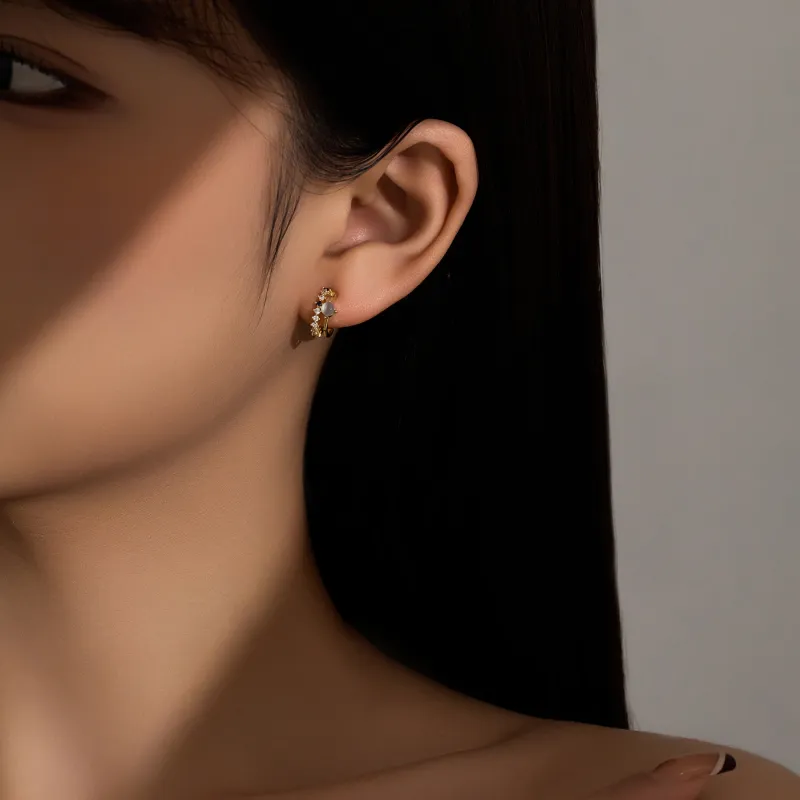 MISS XIA JWY S925 Silver Stud Stud Earrings Women's-1