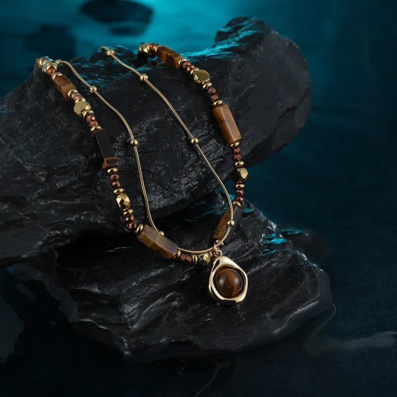 MISS XIA JWY Tiger's Eye Stone Necklaces Women's-2