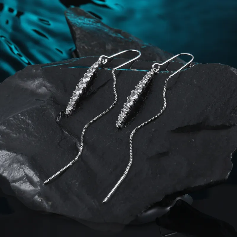MISS XIA JWY Silver Plated Copper Drop Earrings Women's-2