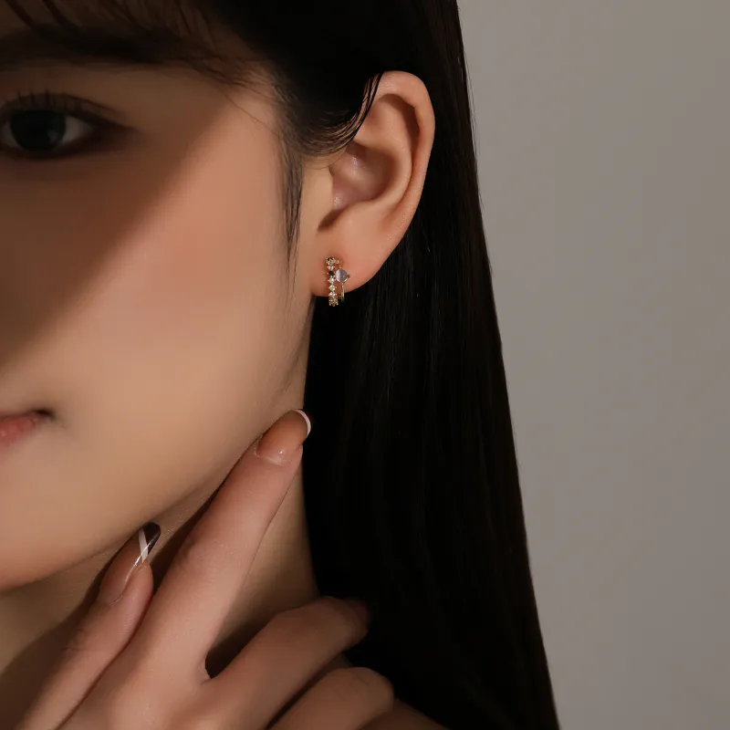 MISS XIA JWY S925 Silver Stud Stud Earrings Women's-3
