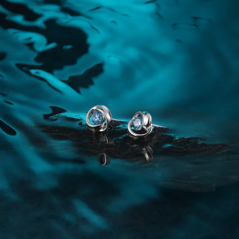 MISS XIA JWY S925 Silver Stud Stud Earrings Women's-4