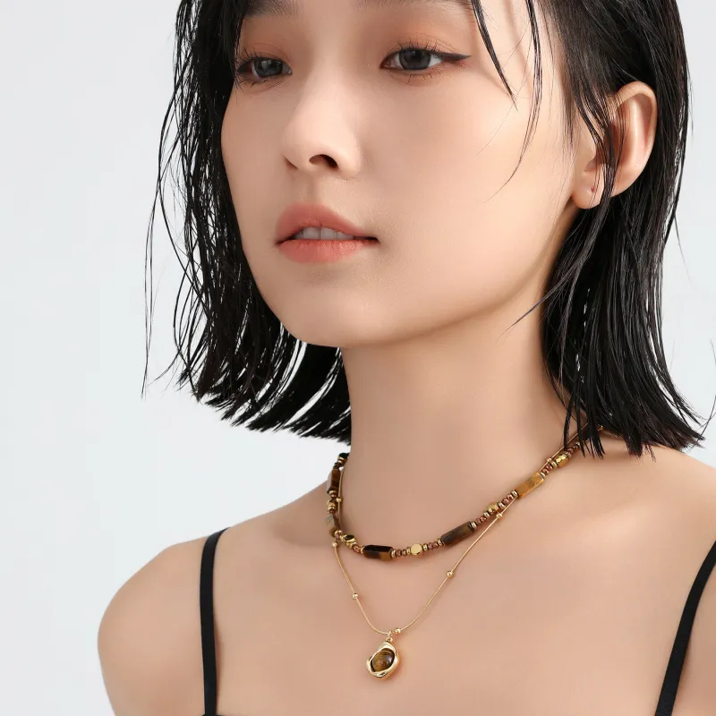 MISS XIA JWY Tiger's Eye Stone Necklaces Women's-1