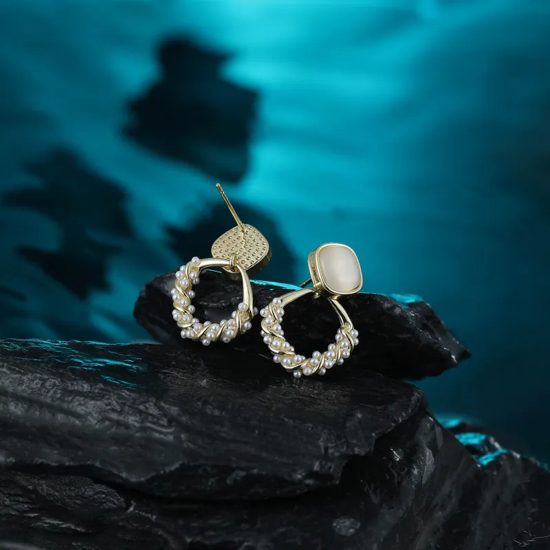 MISS XIA JWY S925 Silver Stud Stud Earrings Women's-4