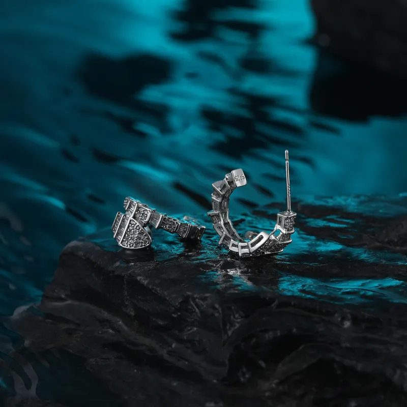 MISS XIA JWY S925 Silver Stud Stud Earrings Unisex-4