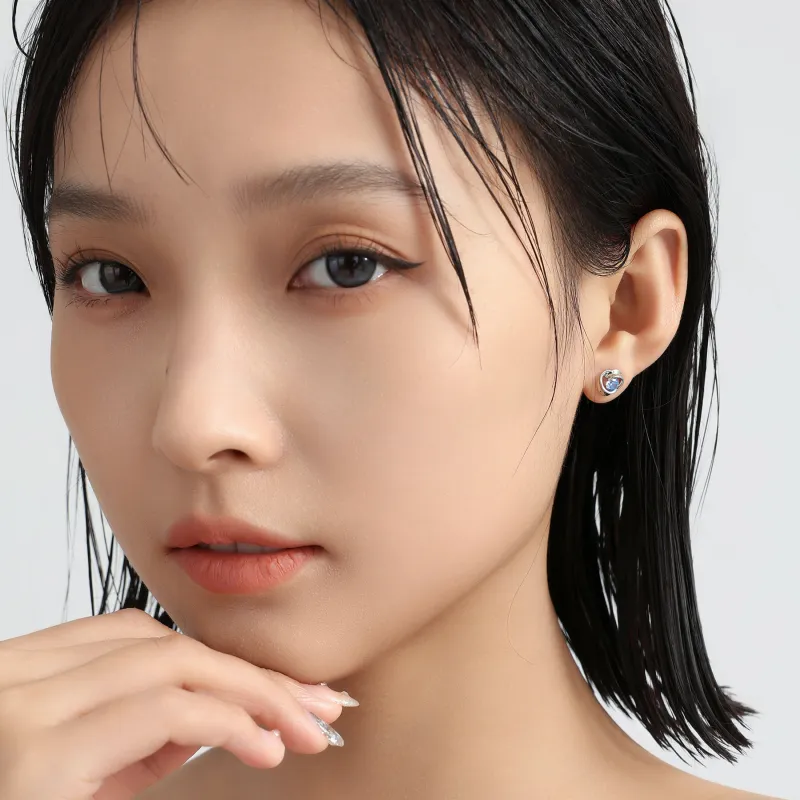 MISS XIA JWY S925 Silver Stud Stud Earrings Women's-1