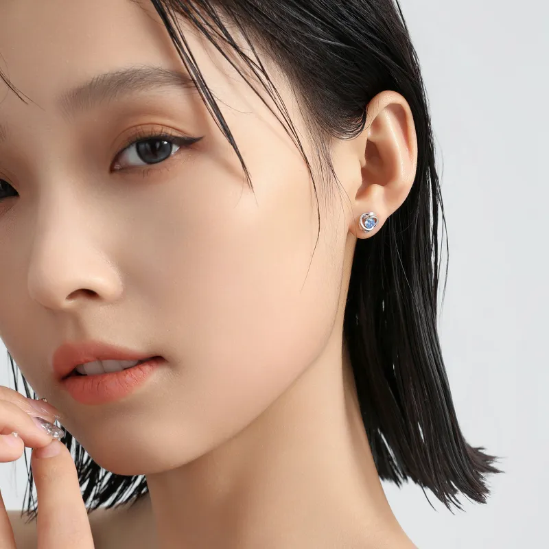 MISS XIA JWY S925 Silver Stud Stud Earrings Women's-2