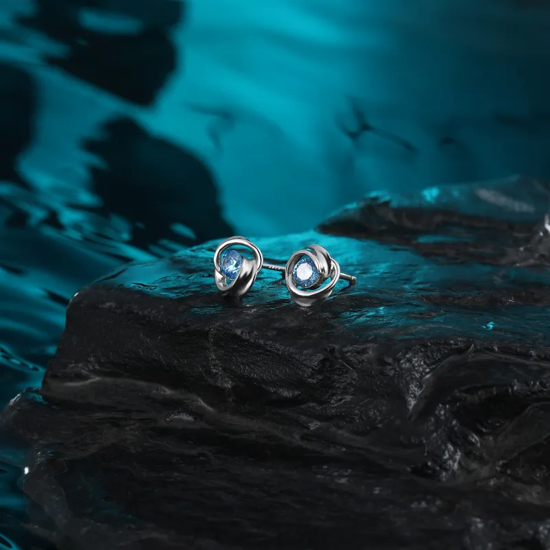 MISS XIA JWY S925 Silver Stud Stud Earrings Women's-5