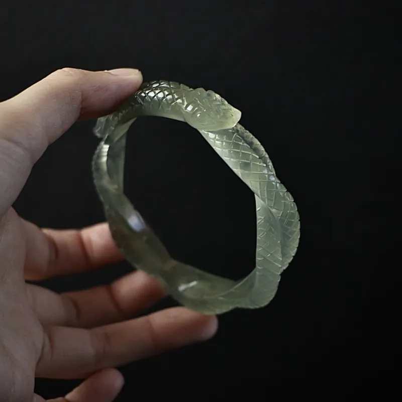 South Asia Natural Serpentine Jade Bangles Unisex-6
