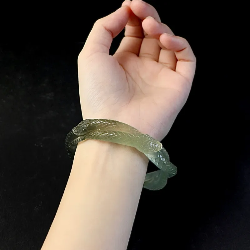 South Asia Natural Serpentine Jade Bangles Unisex-1
