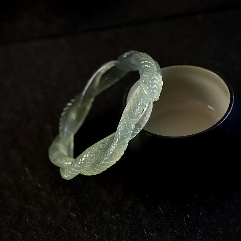 South Asia Natural Serpentine Jade Bangles Unisex-7