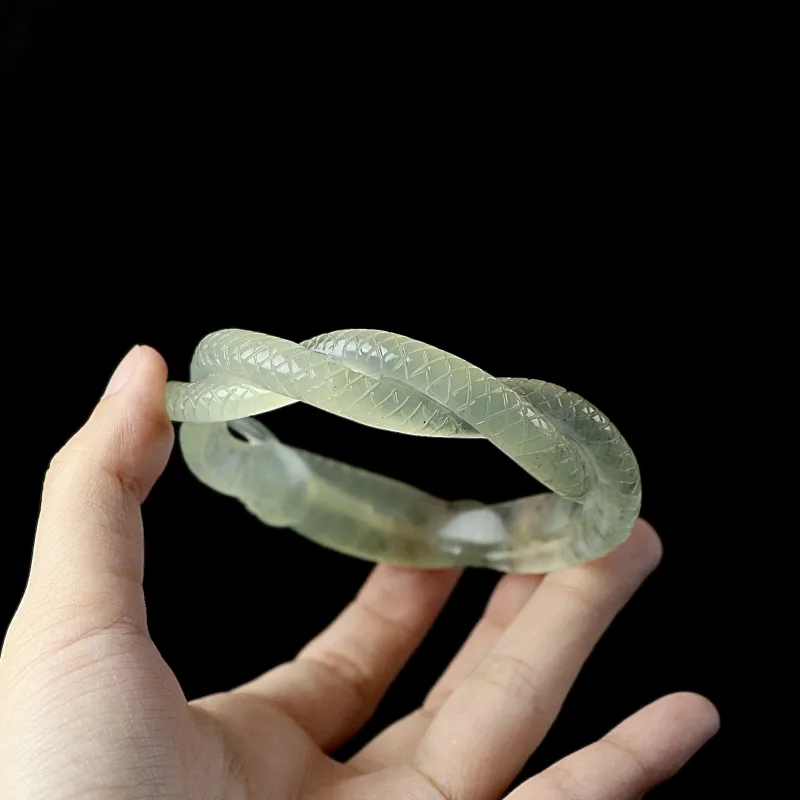 South Asia Natural Serpentine Jade Bangles Unisex-5