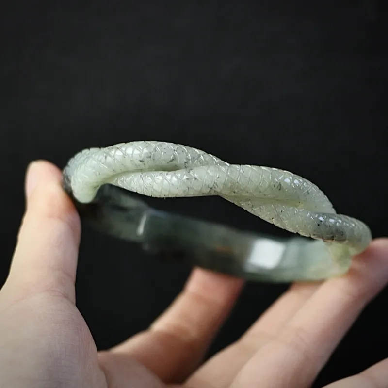 South Asia Serpentine Jade Bangles Unisex-3