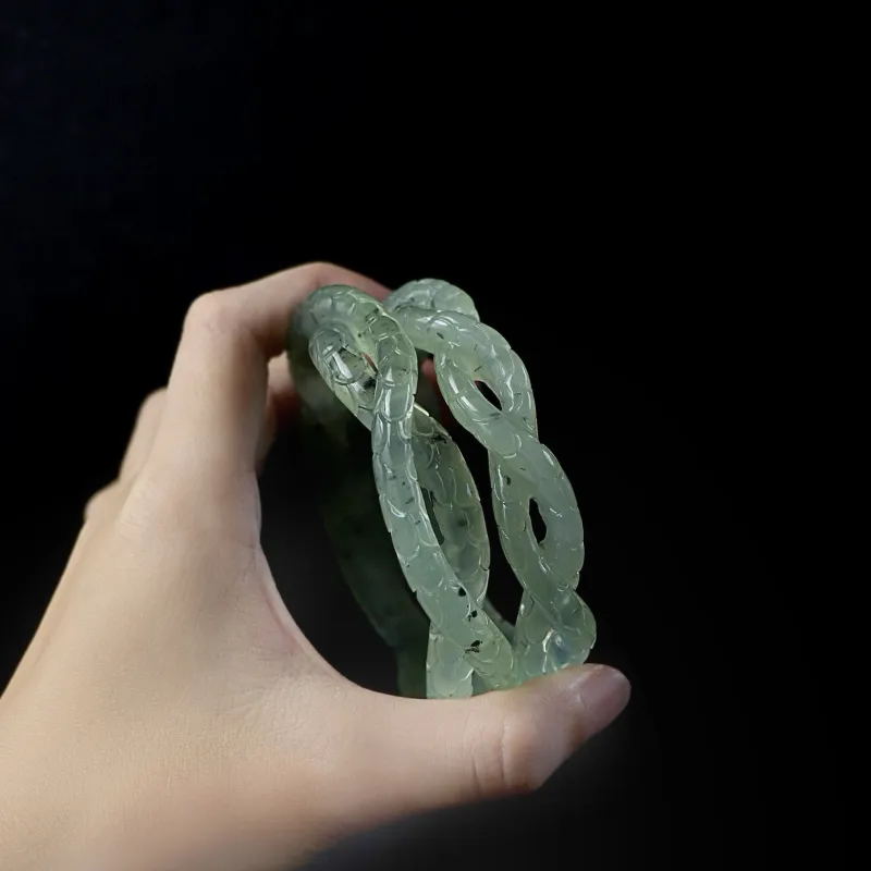 South Asia Natural Serpentine Jade Bangles Unisex-5
