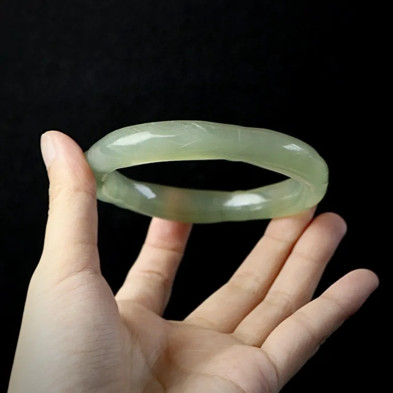 South Asia Natural Serpentine Jade Bangles Unisex-5