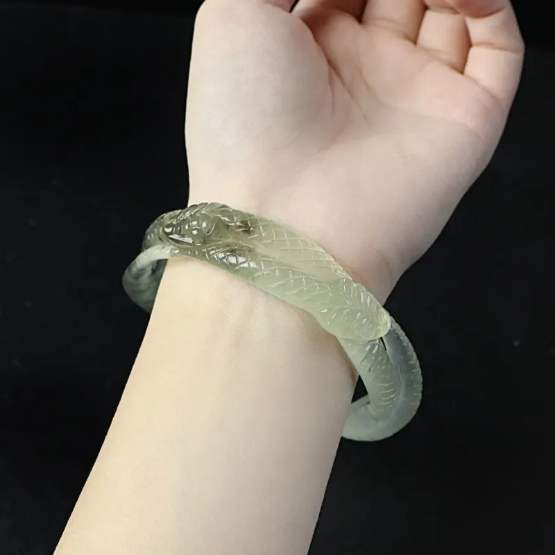 South Asia Natural Serpentine Jade Bangles Unisex-4