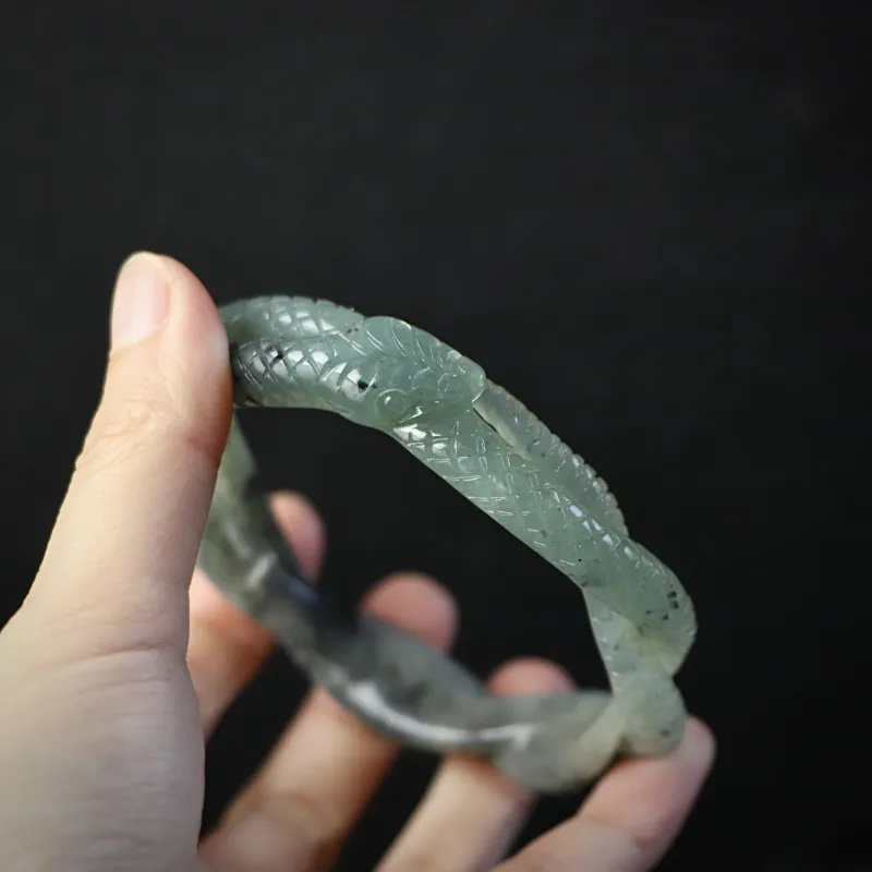 South Asia Serpentine Jade Bangles Unisex-3