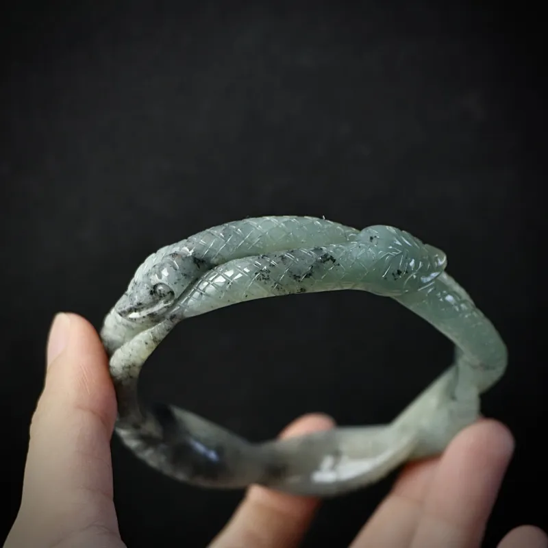 South Asia Serpentine Jade Bangles Unisex-5