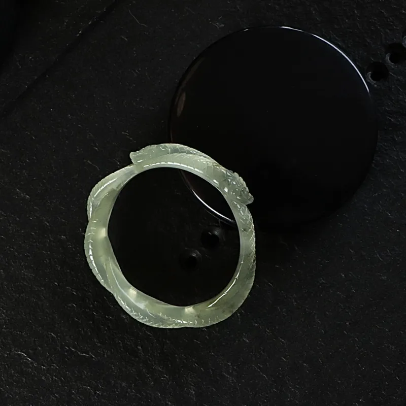 South Asia Natural Serpentine Jade Bangles Unisex-6