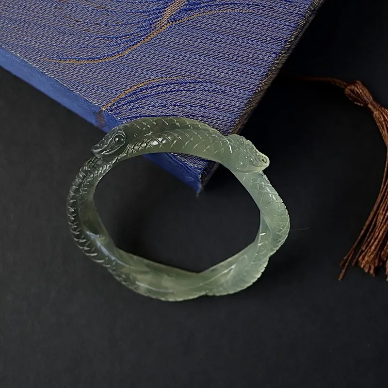 South Asia Natural Serpentine Jade Bangles Unisex-2
