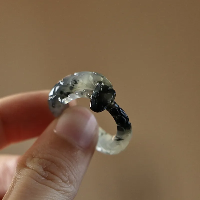 South Asia Serpentine Jade Rings Unisex-4