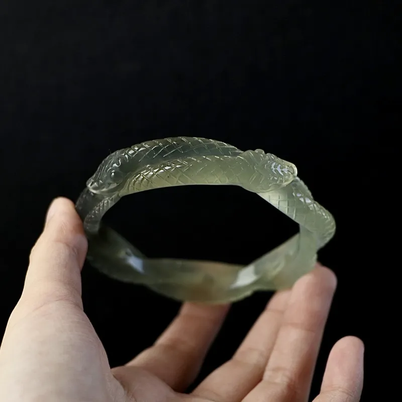South Asia Natural Serpentine Jade Bangles Unisex-3
