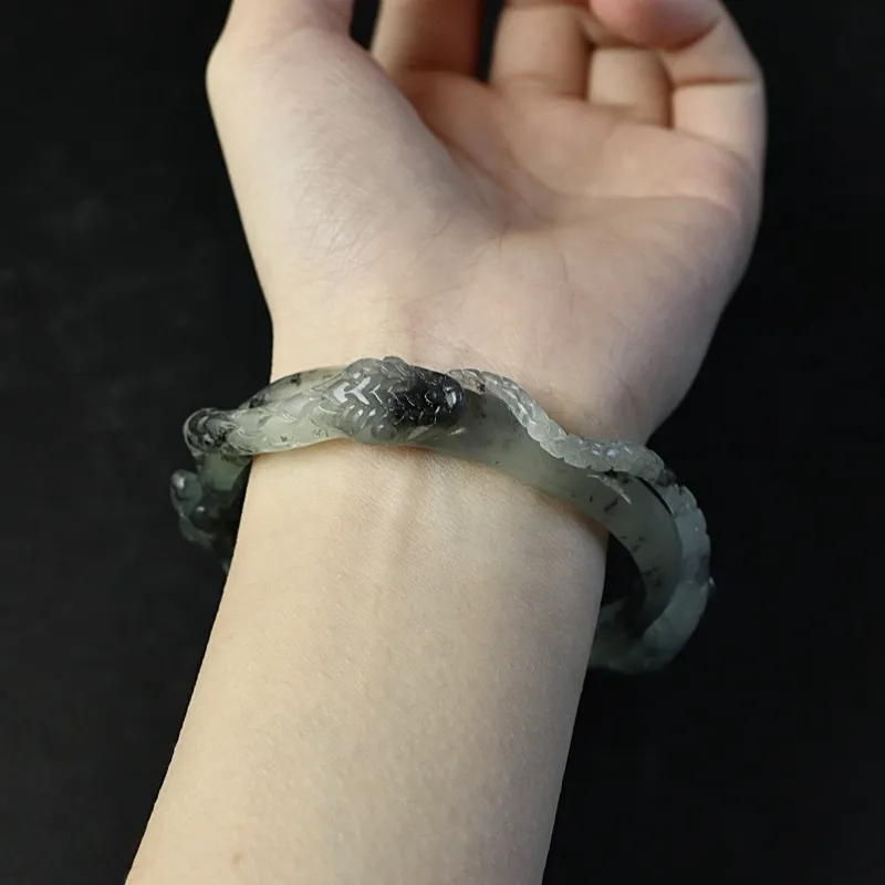 South Asia Serpentine Jade Bangles Unisex-4