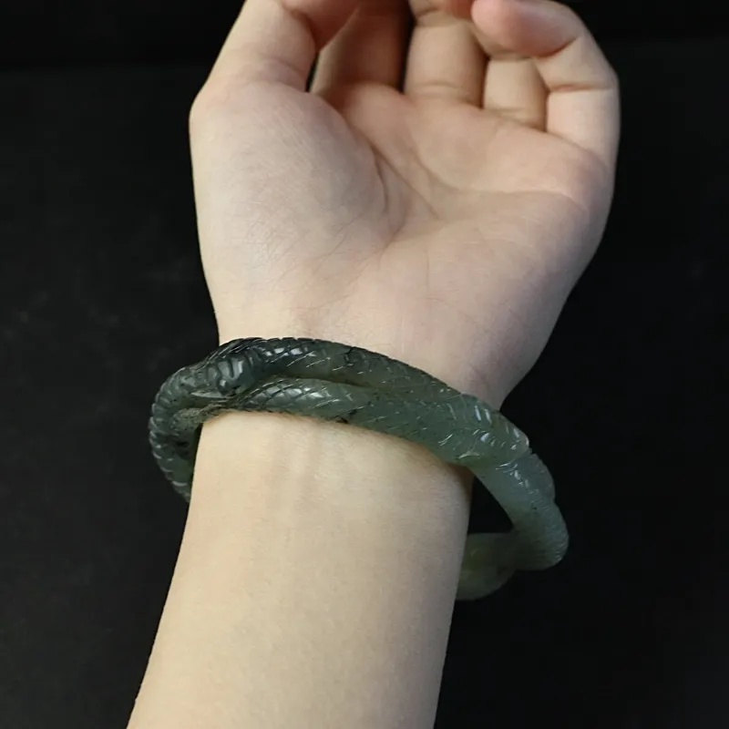 South Asia Serpentine Jade Bangles Unisex-4