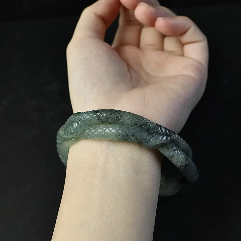South Asia Serpentine Jade Bangles Unisex-4