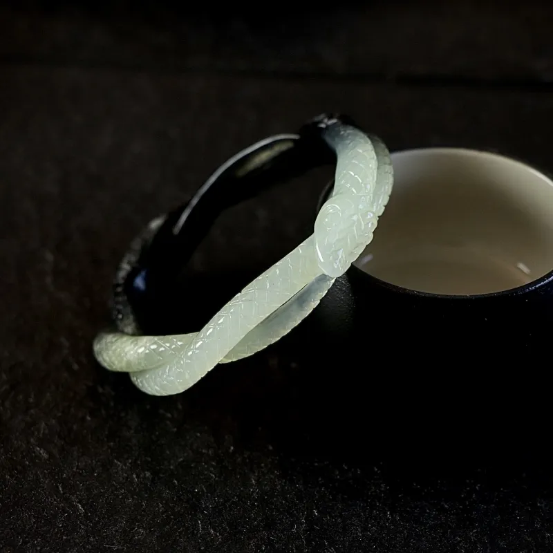 South Asia Natural Serpentine Jade Bangles Unisex-5