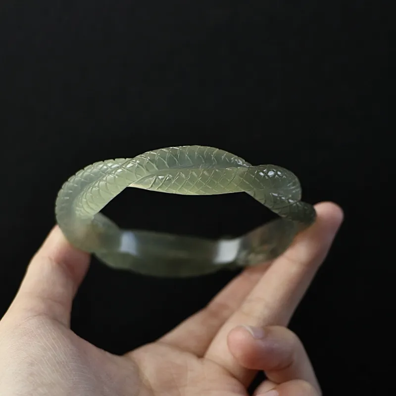 South Asia Natural Serpentine Jade Bangles Unisex-5
