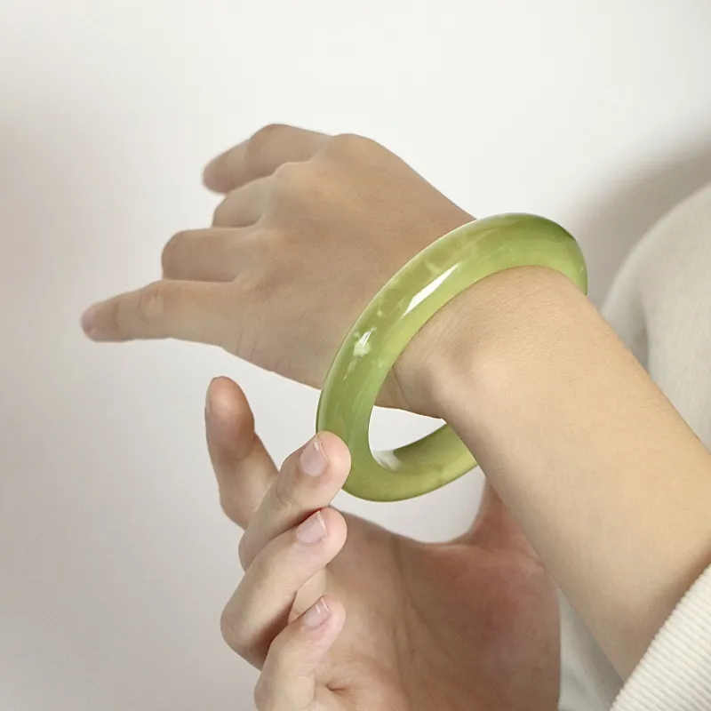 South Asia Serpentine Jade Bangles Unisex-3